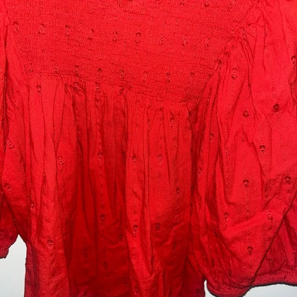 Women's Red peasant top - Picture 4 of 6